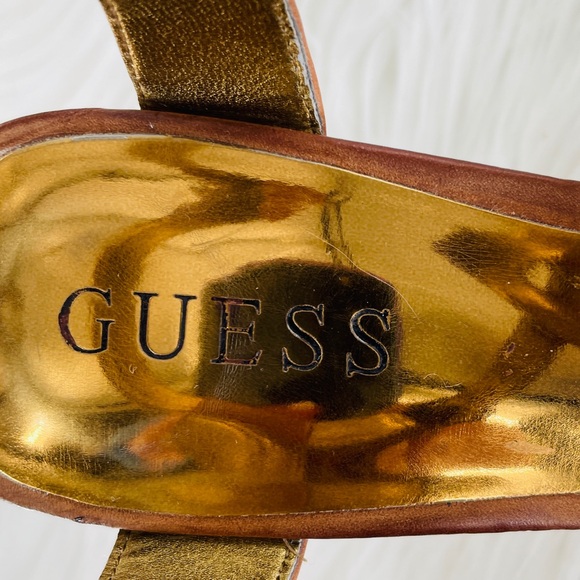 Guess Belloma Leather and Olive Canvas Platform Sandals - Picture 6 of 7